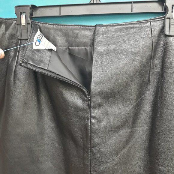 Genuine Leather Skirt Metal Studded Grommet Biker Chick Goth Vintage Fully Lined - Picture 7 of 11